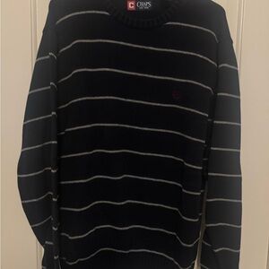 Chaps Men's Pullover Sweater Navy/gray Strips Size XL